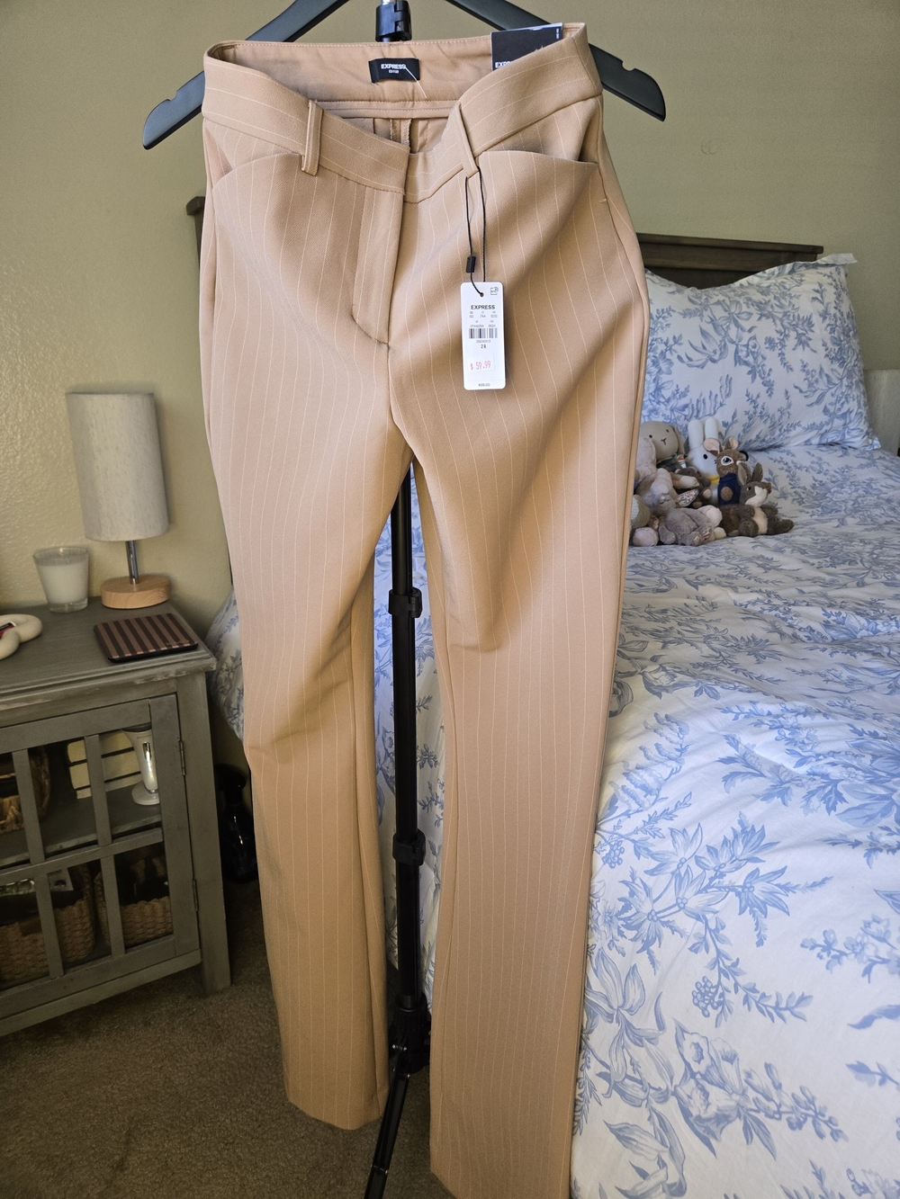 Express Tan Pinstripe Dress Pants